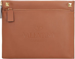 Valentino Garavani - Identity leather flat pouch-1